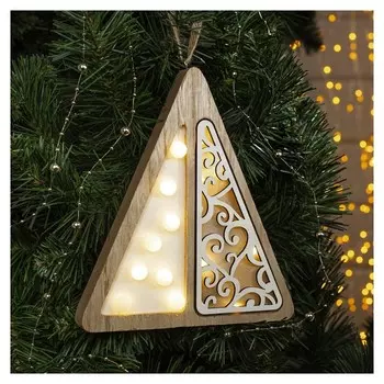 Подвеска световая елочка "Узоры", 20х17х2 см, 13 Led, бат.(Не в комп), т/белый