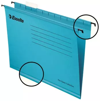 Подвесные папки А4/Foolscap (400х240 мм), до 300 листов, комплект 25 шт., синие, картон, Esselte "Plusfoolscap"