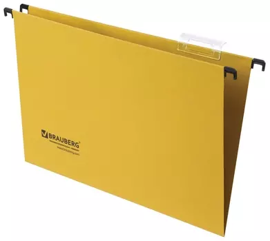 Подвесные папки А4/Foolscap (406х245 мм), до 80 листов, комплект 10 шт., желтые, картон, Brauberg