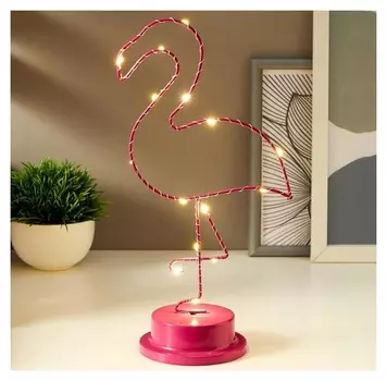 Ночник "Фламинго" LED от батареек 3хаа розовый 10х14,7х31 см