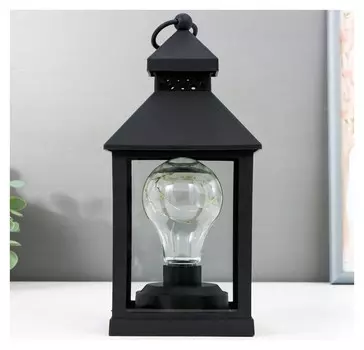 Ночник "Фонарь 3" LED от батареек 3хааа черный 10,5х10,5х21,5 см