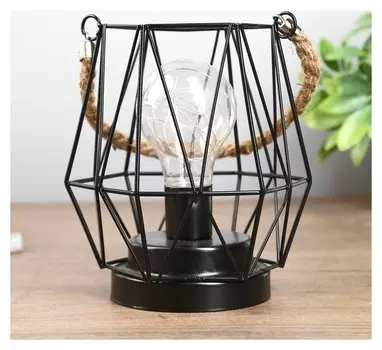 Ночник "Квадрат лофт" LED 3aaа черный 13х13х17 см.