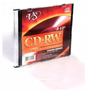 Носители информации Cd-rw, 4x-12x, VS, Slim/5, Vscdrwsl501