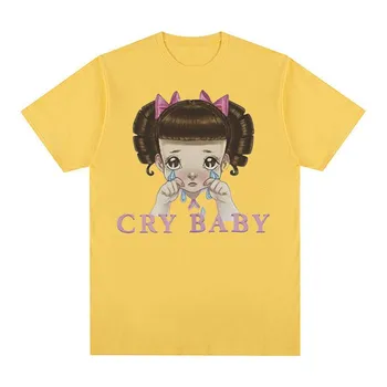 Футболка с рисунком Melanie Martinez Cry Baby, мужская и женская милая модная футболка в стиле ретро в стиле Харадзюку, футболка большого размера из 100% хлопка S чёрный