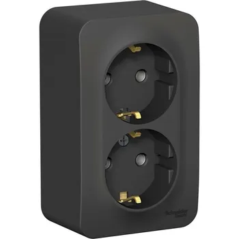 Розетка двойная с заземлением (антрацит) Systeme Electric Blanca BLNRA010206