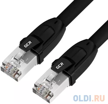 GCR Патч-корд PROF кат.8 ethernet 15.0m F/FTP, RJ45, CU, 26 AWG, литой, прямой, черный, экранированные коннекторы, GCR-52352