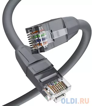 GCR Патч-корд прямой 3.0m LSZH UTP кат.6, серый, 24 AWG, литой без фиксатора, ethernet high speed, RJ45, T568B