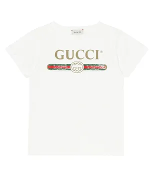 Хлопковая футболка с логотипом Gucci, белый