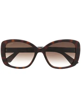 Gucci Eyewear солнцезащитные очки в квадратной оправе с логотипом GG, коричневый