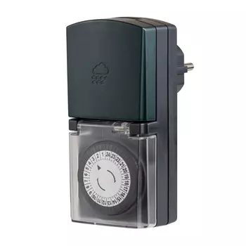 Таймер механический Duwi Profi IP44 влагозащищенный с крышкой черный (25804 9)