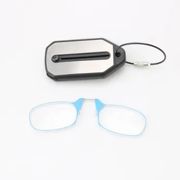 Nose Clip-on Reading Glasses Folding Legless Ultralight Keychain Glasses Men Women Mini Portable Presbyopic Glasses +100 degrees