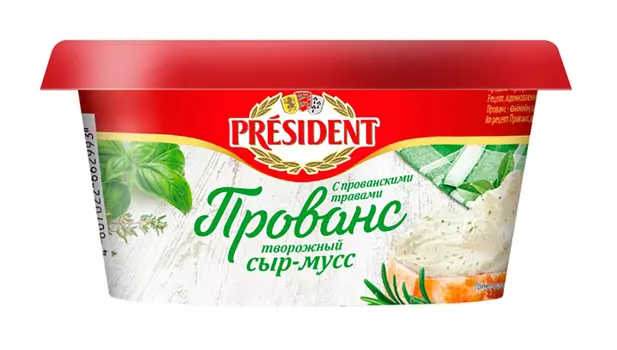 БЗМЖ Сыр-мусс творожный President прованс с прованскими травами 60% 120г