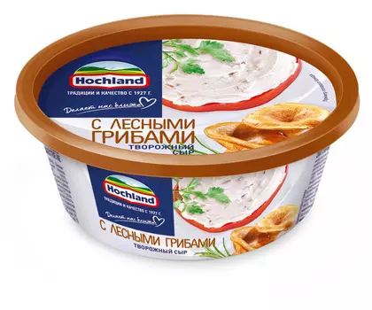 БЗМЖ Сыр творож Hochland с грибами 60% 140г ванна Россия