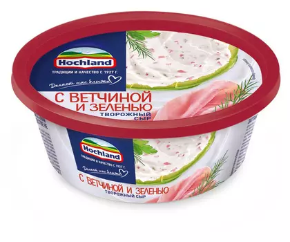 БЗМЖ Сыр творож Hochland ветч/зел 60% 140г Россия