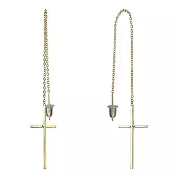 UVI JEWELLERY Серебристые серьги протяжки Кресты