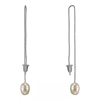 UVI JEWELLERY Серебристые серьги протяжки с культивированным жемчугом