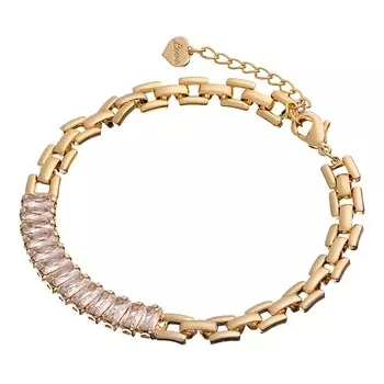 UVI JEWELLERY Золотистый браслет с прозрачными кристаллами огранки багет