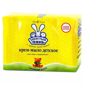 УШАСТЫЙ НЯНЬ Крем-мыло детское 0+ с алоэ вера и подорожником 400.0