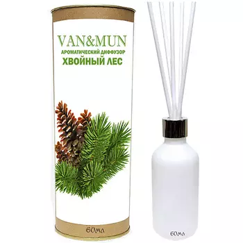 VAN&MUN Ароматический диффузор Хвойный лес с палочками для дома и офиса 60.0