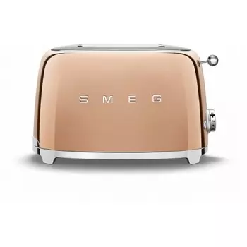 Тостер SMEG TSF01RGEU на 2 ломтика, Функции: подогрев, размораживание, багель. Розовое золото