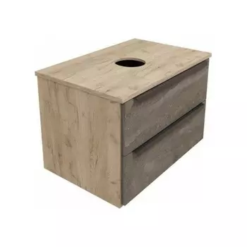 Тумба подвесная Teymi Helmi 70, 2 ящика с доводчиком, серый камень/дуб T60307