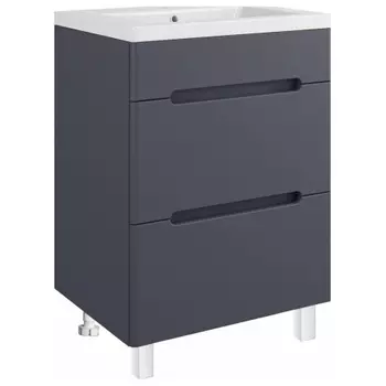 Тумба Runo Парма 60 2 ящика графит под умывальник Omega 60 (00-00001454)