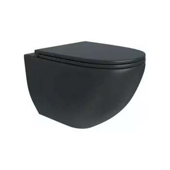 Унитаз подвесной Teymi Lina S Black черный матовый безободковый, сиденье микролифт T40111