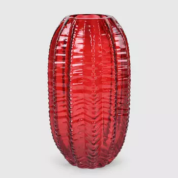 Ваза Mercury Deco стеклянная красная 15х28 см