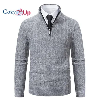 Мужской хлопковый свитер Cozy Up с молнией в четверть M синий