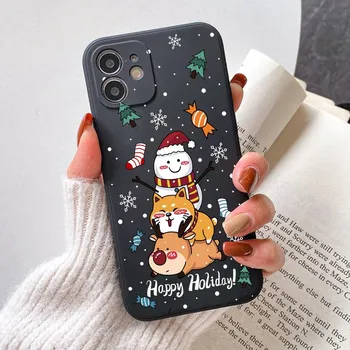 Новогодний матовый чехол для iPhone 12 11 Pro Max 7 8 Plus X Xr Xs SE20 13 6S, рождественский подарок, силиконовый чехол для телефона Санта-Клауса Iphone 7plus 8plus красный