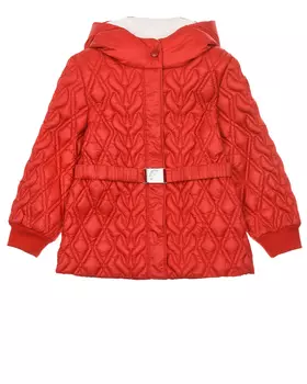Стеганое пуховое пальто красного цвета Moncler детское