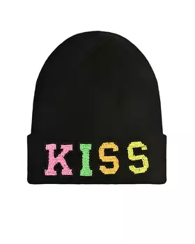 Шерстяная шапка с надписью "Kiss" из бисера Regina детская