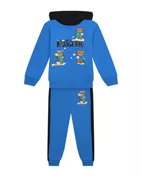 Синий спортивный костюм с принтом "медвежата" Moschino детский