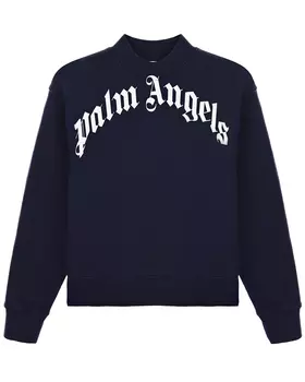Синий свитшот с белым логотипом Palm Angels детский