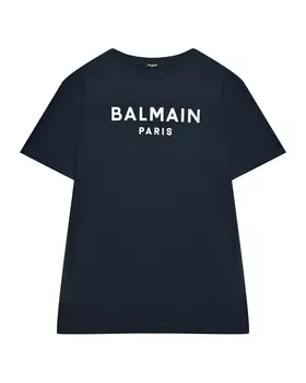 Синяя футболка с лого Balmain