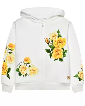 Спортивная куртка с принтом "желтые розы" Dolce&Gabbana