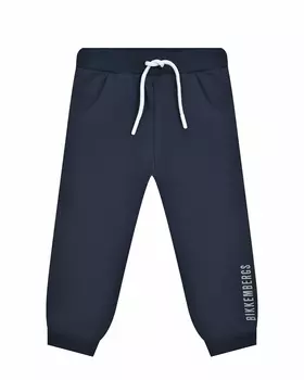 Спортивные брюки с белым лого, синие Bikkembergs