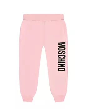 Спортивные брюки с вертикальным лого, розовые Moschino