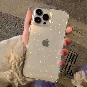Роскошный блестящий прозрачный чехол для телефона для iPhone 15 11 13 12 14 Pro Max X XR XS противоударный прозрачный мягкий чехол For iphoneXsmax чёрный