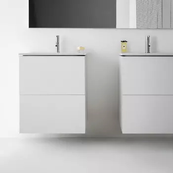Laufen Kartell Тумба с керамической раковиной цвет белый 600х500х725мм, с 2 выдвиж. ящиками с 1 отв. под смеситель, цвет: белый матовый