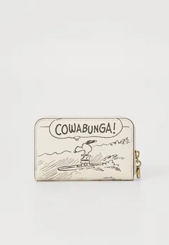Кошелек PEANUTS NEWSPAPER PRINT SMALL ZIP AROUND CARD CASE COACH, кремовый