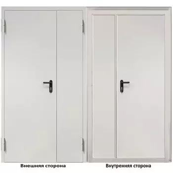Дверь противопожарная двухстворчатая Промет ДП-2-EIS-60 глухая левая серый RAL 7035 1250х2050 мм