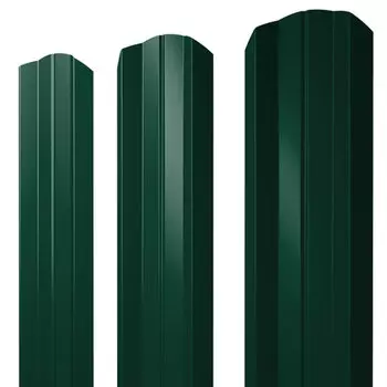 Евроштакетник двухсторонний М-образный 0,45 мм 100х2000 мм зеленый RAL 6005 фигурный срез