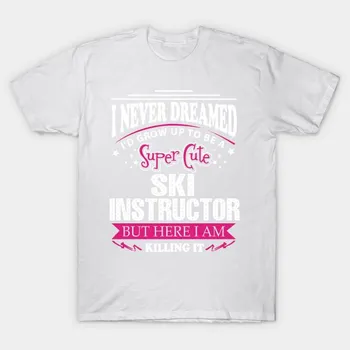T Shirt Women Ski Instructor Harajuku Print Kawaii Tshirt Summer Short Sleeve Female T-Shirt Top Tee S розовый