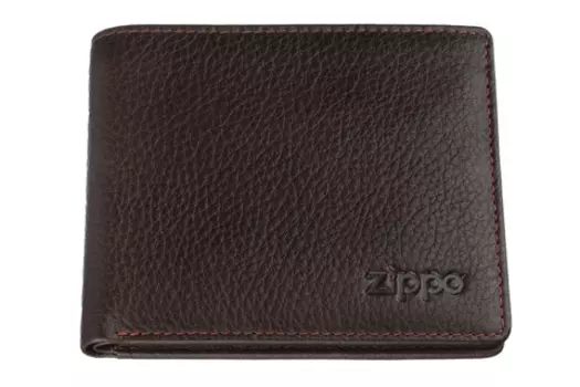 Портмоне Zippo, коричневое, натуральная кожа, 10,8×1,8×8,6 см