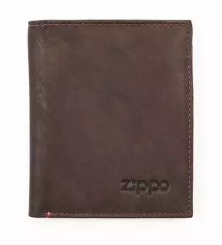 Портмоне Zippo, коричневое, натуральная кожа, 10×1,5×12,3 см