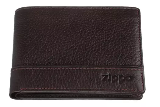 Портмоне Zippo, коричневое, натуральная кожа, 11,2×2×8,2 см