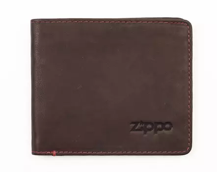 Портмоне Zippo, коричневое, натуральная кожа, 11×1,2×10 см