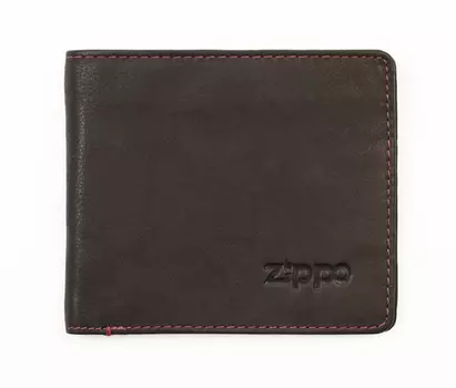 Портмоне Zippo, коричневое, натуральная кожа, 11×1,2×10 см
