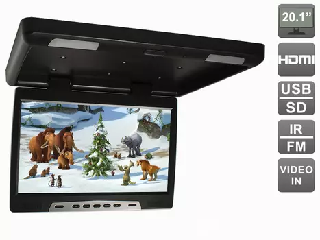 Потолочный автомобильный монитор 20,1" с HDMI и встроенным медиаплеером AVEL Electronics AVS 2020MPP (черный) (+ Антисептик-спрей для рук в подарок!)
